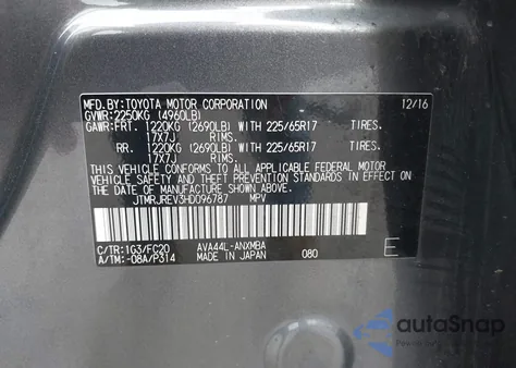 2017 Toyota Rav4 Hybrid Xle z USA, uszkodzony, nr VIN JTMRJREV3HD096787